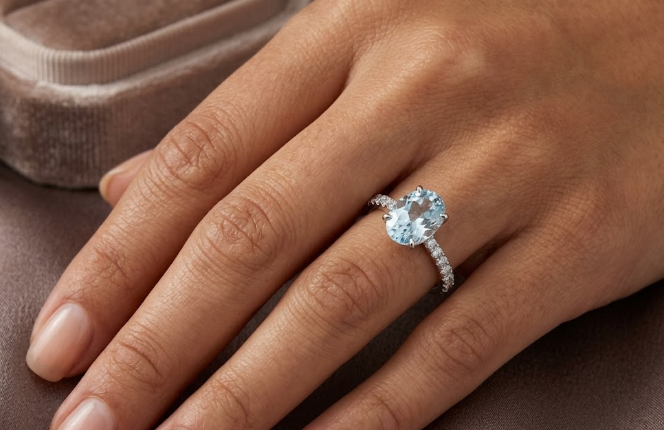 1.46ct Aquamarine & Diamond Ring