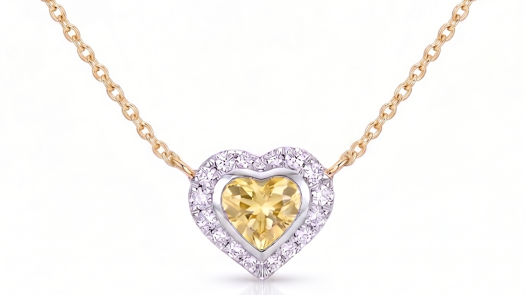 1.02ct Yellow Sapphire Heart Pendant with Diamonds