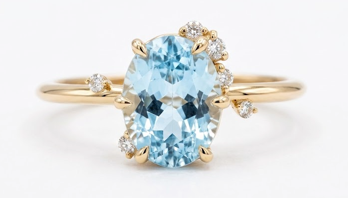 1.18ct Aquamarine & Diamond Ring